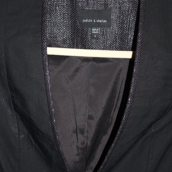 Judith & Charles Lightweight Black Stretch Linen Suit Jacket in Women's Size 2 - Picture 11 of 15